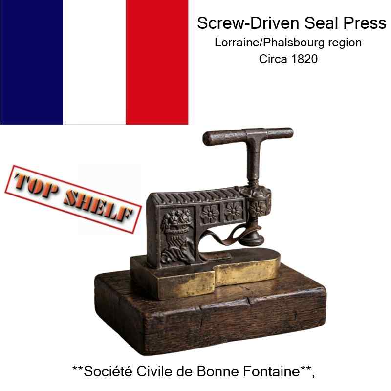 Screw-Driven Seal Press, Lorraine/Phalsbourg region, circa 1820