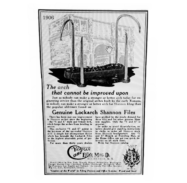 Yawman & Erbe “Genuine Lockarch Shannon Files” advertisement, Rochester, 1906