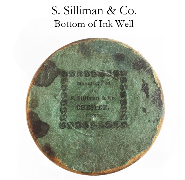 S. Silliman & Co. Ink Well — the maker's label on the base, Chester, Connecticut
