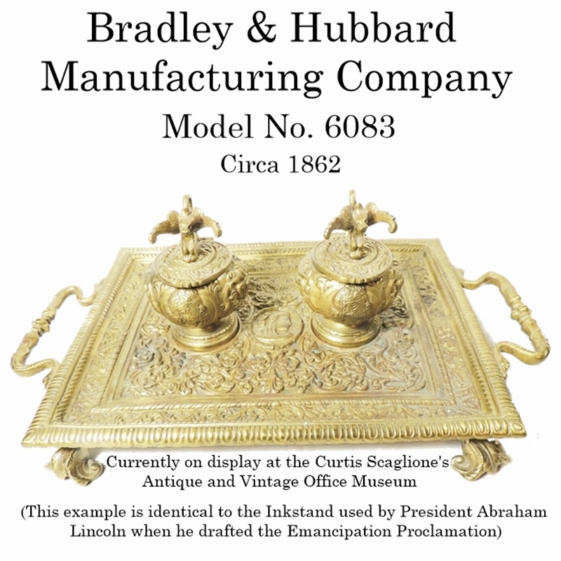 Bradley & Hubbard Manufacturing Company inkstand, Model No. 6083, circa 1862 — of the pattern President Abraham Lincoln used to draft the Emancipation Proclamation