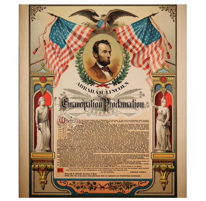 Abraham Lincoln and the Emancipation Proclamation, a commemorative print