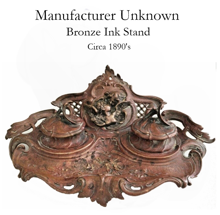 Bronze ink stand, maker unknown, circa 1890s