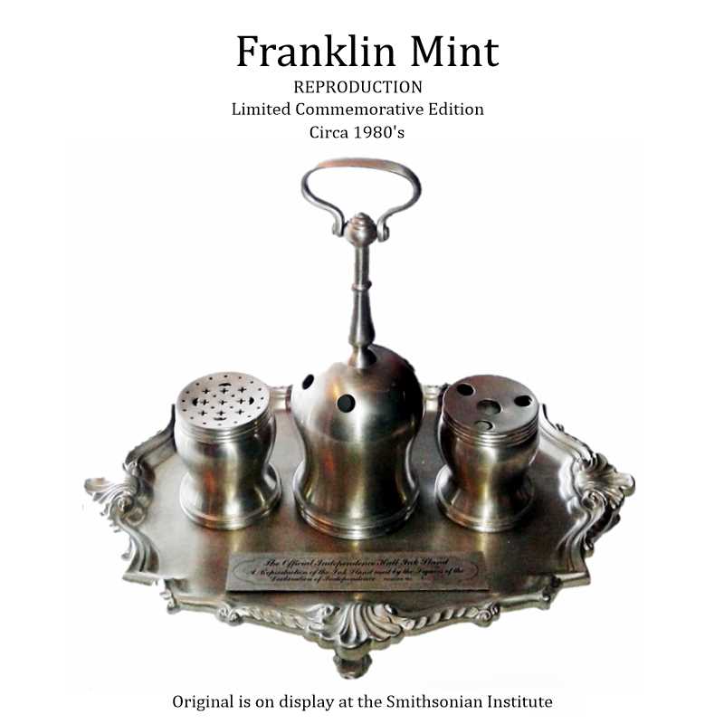 Franklin Mint reproduction of the Independence Hall inkstand, limited commemorative edition, circa 1980s