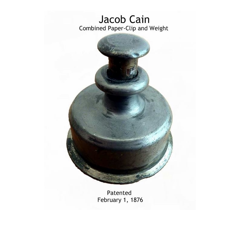 Jacob Cain Combined Paper-Clip and Weight, patented February 1, 1876