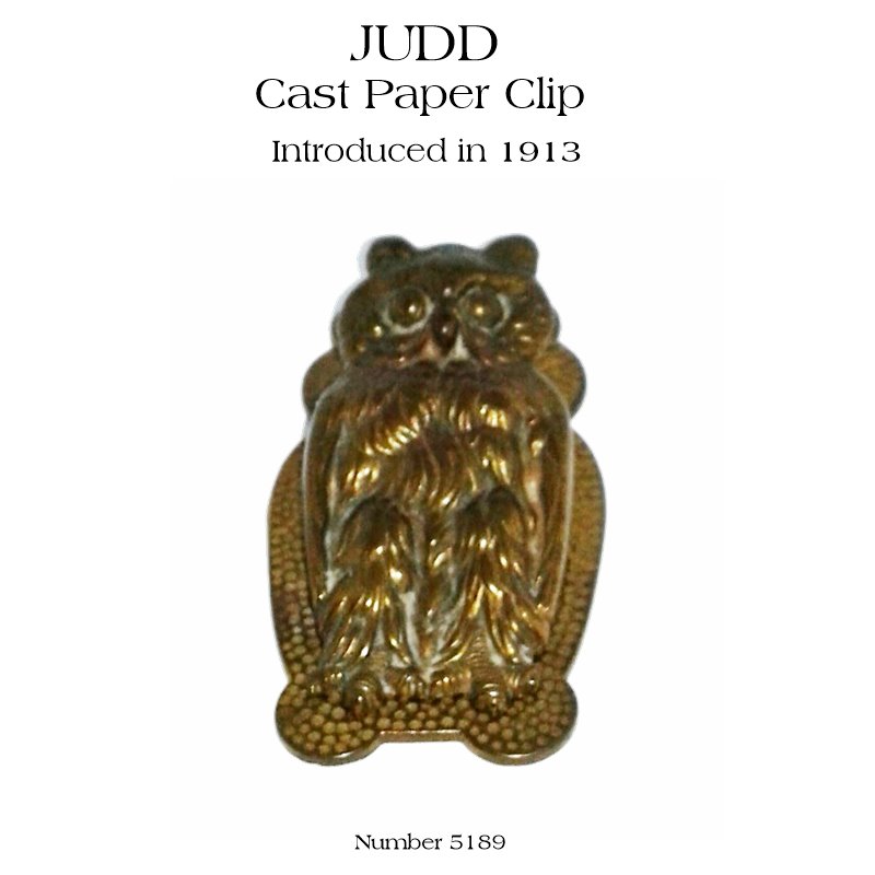 Judd cast paper clip, an owl, No. 5189, introduced 1913