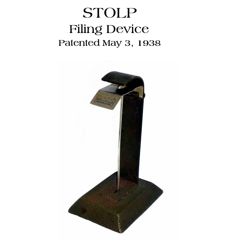 Stolp Filing Device, patented May 3, 1938