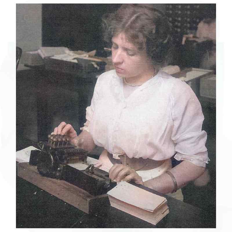 A clerk operating a Hollerith key punch