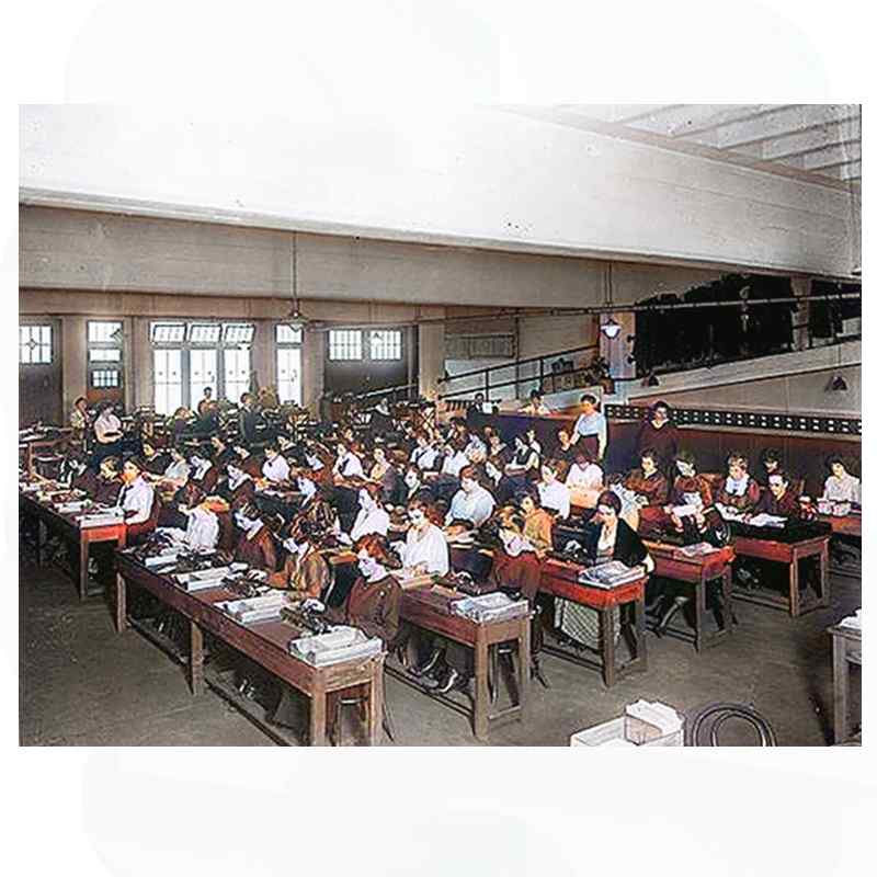 A tabulating office: clerks at rows of Hollerith machines